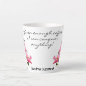 roze, roze zijkant, aangepaste tekst latte mok (Voorkant)
