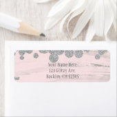 Roze Roze Zilver & Grijs Glitter Stippen Glam Fees Etiket (Insitu)