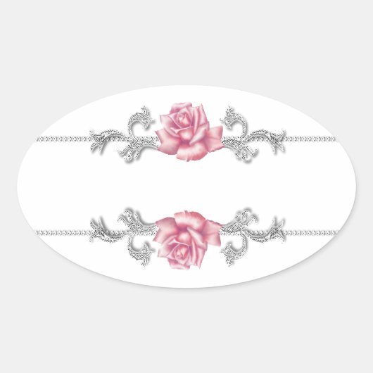 Roze Roze Zilver Jewel Wit Envelop Seal Sticker (Voorkant)