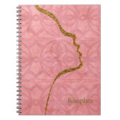 Roze roze zwart en goudglitter gezicht notitieboek (Voorkant)