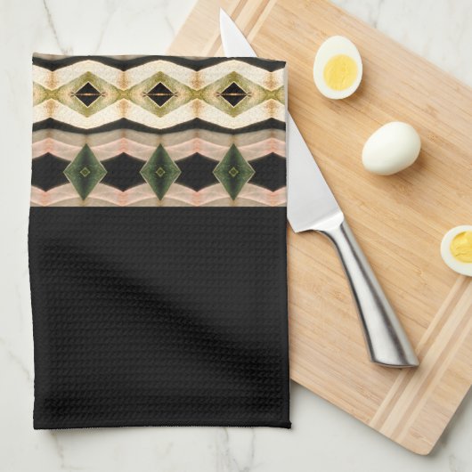 Roze Roze Zwart en Taupe Theedoek (Quarter Fold)