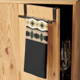 Roze Roze Zwart en Taupe Theedoek