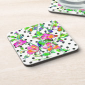 Roze Roze - zwart en wit polka-stippen Bier Onderzetter (Linkerzijde)