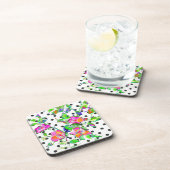 Roze Roze - zwart en wit polka-stippen Bier Onderzetter (Rechterzijde)