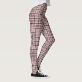 Roze Roze Zwart Geruit Klassiek Patroon Leggings