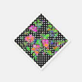  roze roze zwart-witte polka-stippen servet (Hoek)