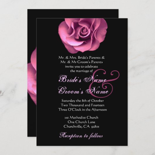 Roze roze zwarte achtergrond Weddenschap Kaart (Voorkant / Achterkant)