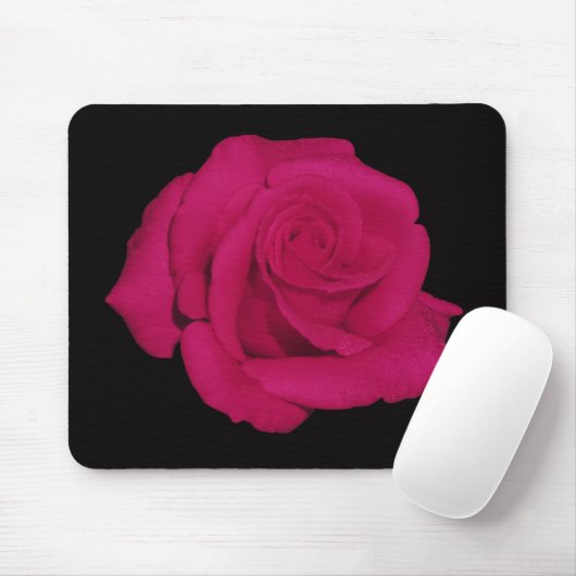 Roze roze, zwarte achtergrondmousepad (geschenken) muismat (Met muis)