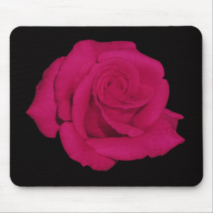 Roze roze, zwarte achtergrondmousepad (geschenken) muismat