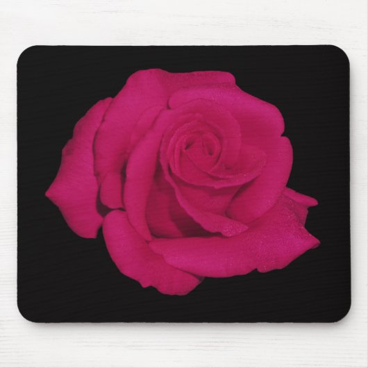 Roze roze, zwarte achtergrondmousepad (geschenken) muismat (Voorkant)