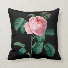 Roze roze zwarte bloemkussen kussen