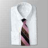 Roze roze, zwarte en luipvormige vormgeving stropdas (Gebonden)