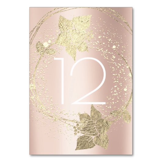 Roze roze zwarte gouden witte, verticale tabelnumm kaart (Voorkant)