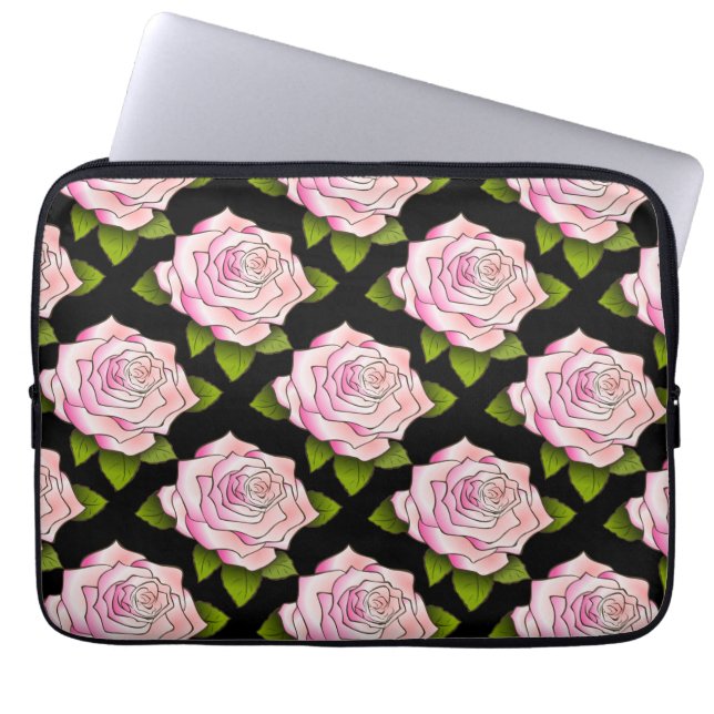  roze roze zwarte laptophoezen tekenen laptop sleeve (Voorkant)