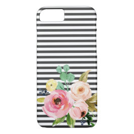 Roze roze zwarte streep 	iPhone 8/7 hoesje