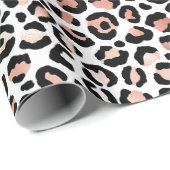 Roze roze zwarte witte luipaard cadeaupapier (Rol Hoek)