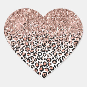 Roze roze zwarte witte luipaard glitter Sparkle Hart Sticker