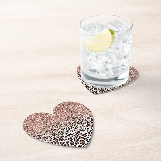 Roze roze zwarte witte luipaard glitter Sparkle Kartonnen Onderzetters (Insitu)