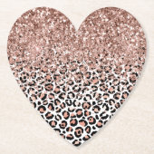 Roze roze zwarte witte luipaard glitter Sparkle Kartonnen Onderzetters (Voorkant)