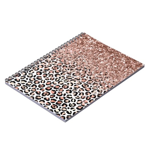Roze roze zwarte witte luipaard glitter Sparkle Notitieboek (Linkerzijde)