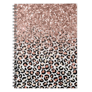 Roze roze zwarte witte luipaard glitter Sparkle Notitieboek