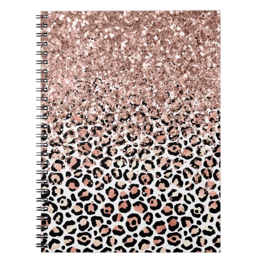 Roze roze zwarte witte luipaard glitter Sparkle Notitieboek (Voorkant)