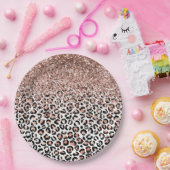 Roze roze zwarte witte luipaard glitter Sparkle    Papieren Bordje (Feest)