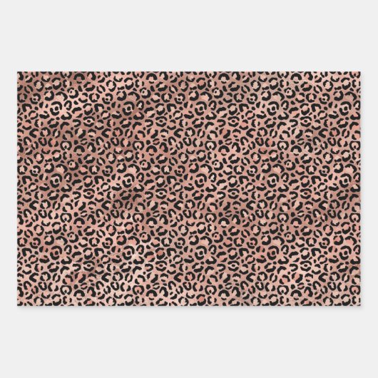 Roze roze zwarte witte luipaard inpakpapier vel (Voorkant 3)