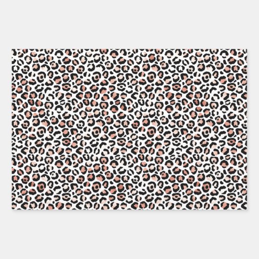 Roze roze zwarte witte luipaard inpakpapier vel (Voorkant)