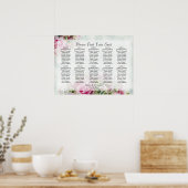 Roze rozen 10 Tafel-weddenschapenkaart Poster (Keuken)
