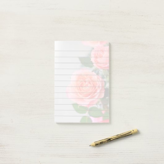 Roze rozen 4x6 post it notes pad (Op bureau)
