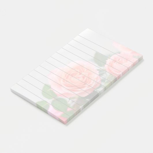 Roze rozen 4x6 post it notes pad (Schuin)