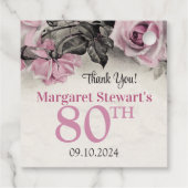  Roze Rozen 80ste Verjaardag Bedankjes Labels (Achterkant)