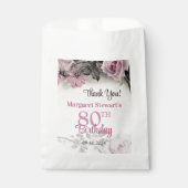 Roze Rozen 80ste Verjaardag Bedankzakje (Voorkant)