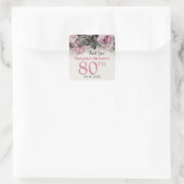 Roze Rozen 80ste Verjaardagsgunst Vierkante Sticker (Tas)