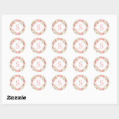Roze  Rozen Aangepast monogram Ronde Sticker (Vel)