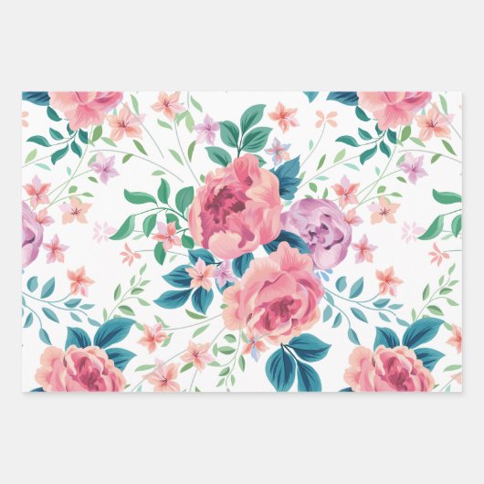 Roze  rozen aangepaste achtergrond inpakpapier vel (Voorkant 2)