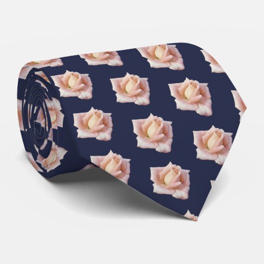Roze Rozen Aangepaste Achtergrondkleur Stropdas (Opgerold)