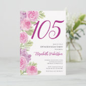 Roze rozen aangepaste foto sjabloon 105de verjaard kaart (Staand voorkant)