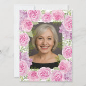 Roze Rozen Aangepaste Foto Sjabloon 70e Verjaardag Kaart (Achterkant)