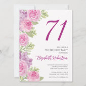 Roze rozen aangepaste foto sjabloon 71ste verjaard kaart (Voorkant)