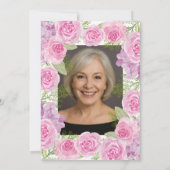 Roze rozen aangepaste foto sjabloon 89ste verjaard kaart (Achterkant)