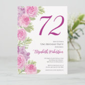 Roze rozen aangepaste fototemplate 72ste verjaarda kaart (Staand voorkant)