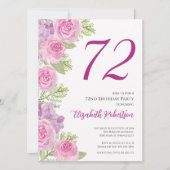 Roze rozen aangepaste fototemplate 72ste verjaarda kaart (Voorkant)