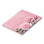 Roze Rozen AANGEPASTE NAAM Boodschappenlijstje Notitieblok (Linkerzijde)