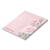 Roze Rozen AANGEPASTE NAAM Boodschappenlijstje Notitieblok (Linkerzijde)