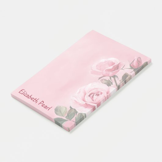 Roze Rozen AANGEPASTE NAAM Boodschappenlijstje Post-it® Notes (Schuin)