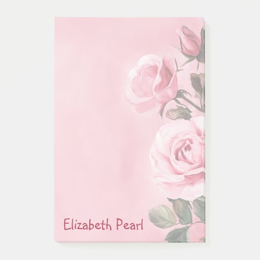 Roze Rozen AANGEPASTE NAAM Boodschappenlijstje Post-it® Notes (Voorkant)