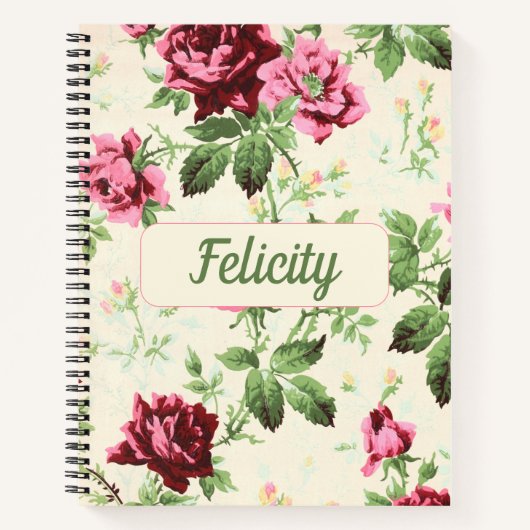 roze rozen aangepaste naam notitieboek (Voorkant)