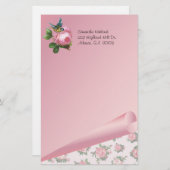 Roze rozen aangepaste schrijfbenodigdheden briefpapier (Voorkant / Achterkant)